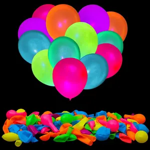 100 Pcs UV Neon Balloons, Neon Glow Party Balloons UV Black Light Balloons Glow in the Dark for Birthday Decorations Wedding Glow Party Supplies Blacklight Reactive Fluorescent  Happy Mother’s Day Gift