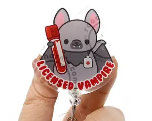 Licensed Vampire Acrylic ID Badge Reel for Phlebotomists, Phlebotomy Techs, Nurses, Medical Assistants, Clinical Lab Techs MLS MLT roocharms