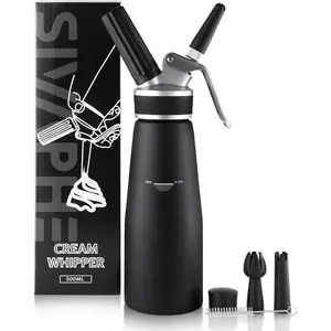 Professional Whipped Cream Dispenser  Grade Canister, Heavy Duty Cream Whipper Homemade , Portable Whipped Nitro Coffee Maker Black(8g Chargers Not Included)