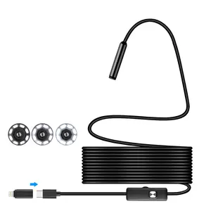 Endoscope Camera With Light Hd Borescope 8 Adjustable Led Lights 16.4ft Semi-rigid Snake Ip67 Waterproof 7.9mm Inspection For Ios And Android