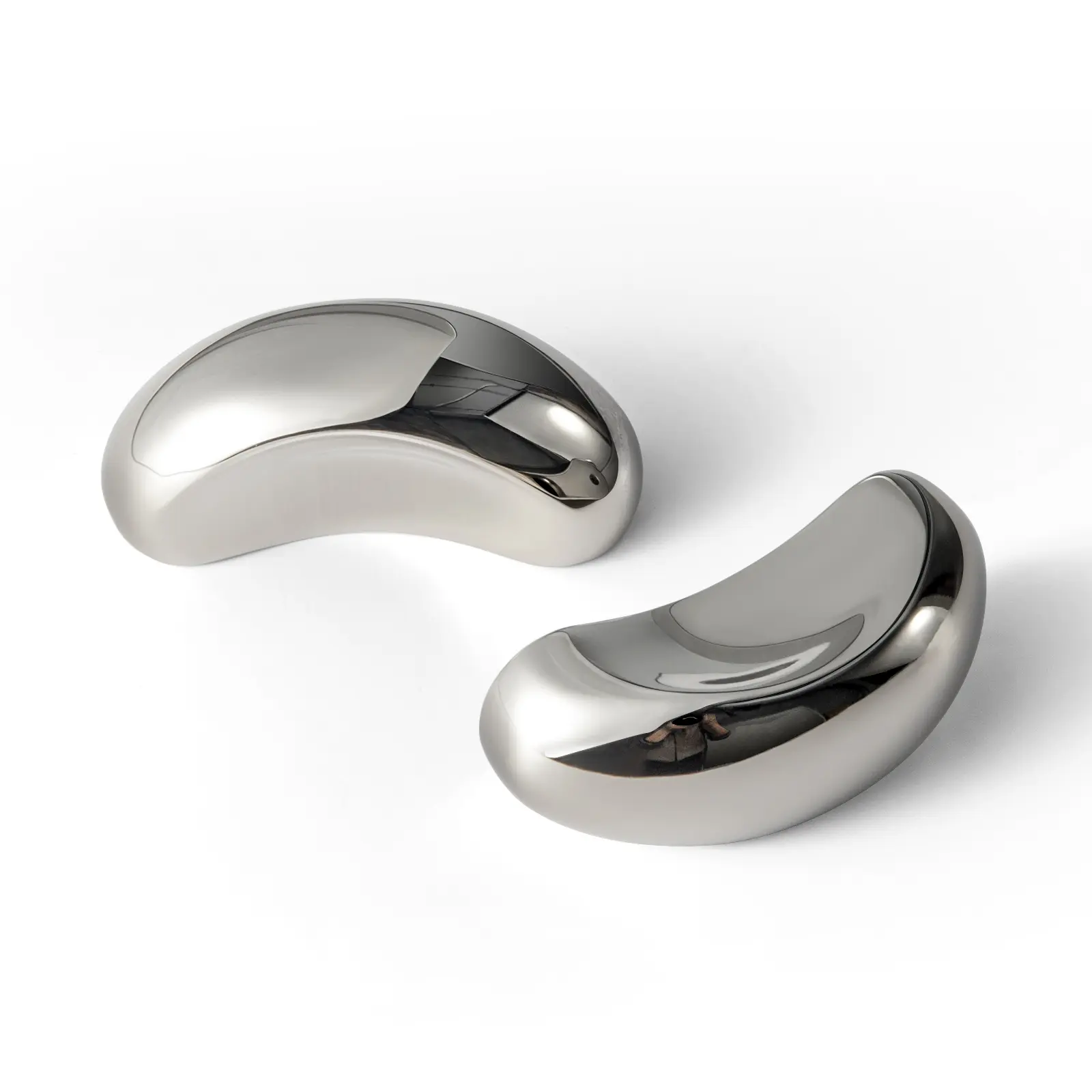 Goo-Ki Solid Brass Cabinet Knobs, Liquid Ribbon Mirror Titanium Silver Drawer Pulls - Modern Luxury Hardware for Kitchen Drawer, Dresser, Wardrobe (1 Piece)