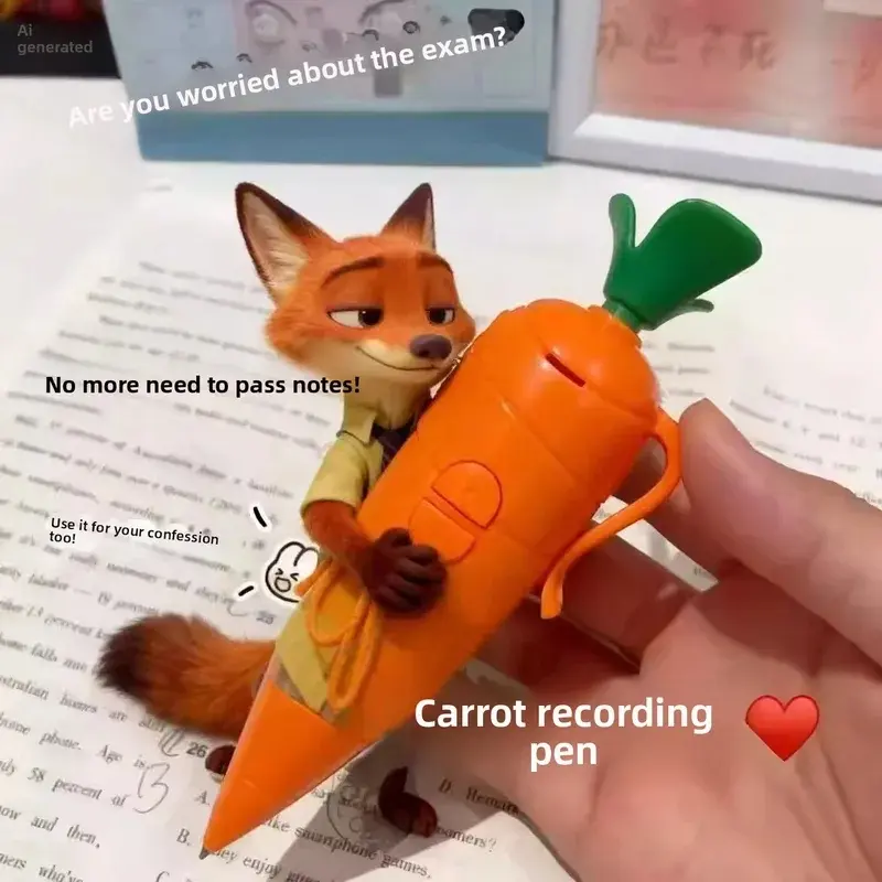 Zootopia 2 Judy Hopps Voice Recorder Anime Creativity Carrot Ballpoint Pen for Boy Girl School Stationery with Sound Recording Function