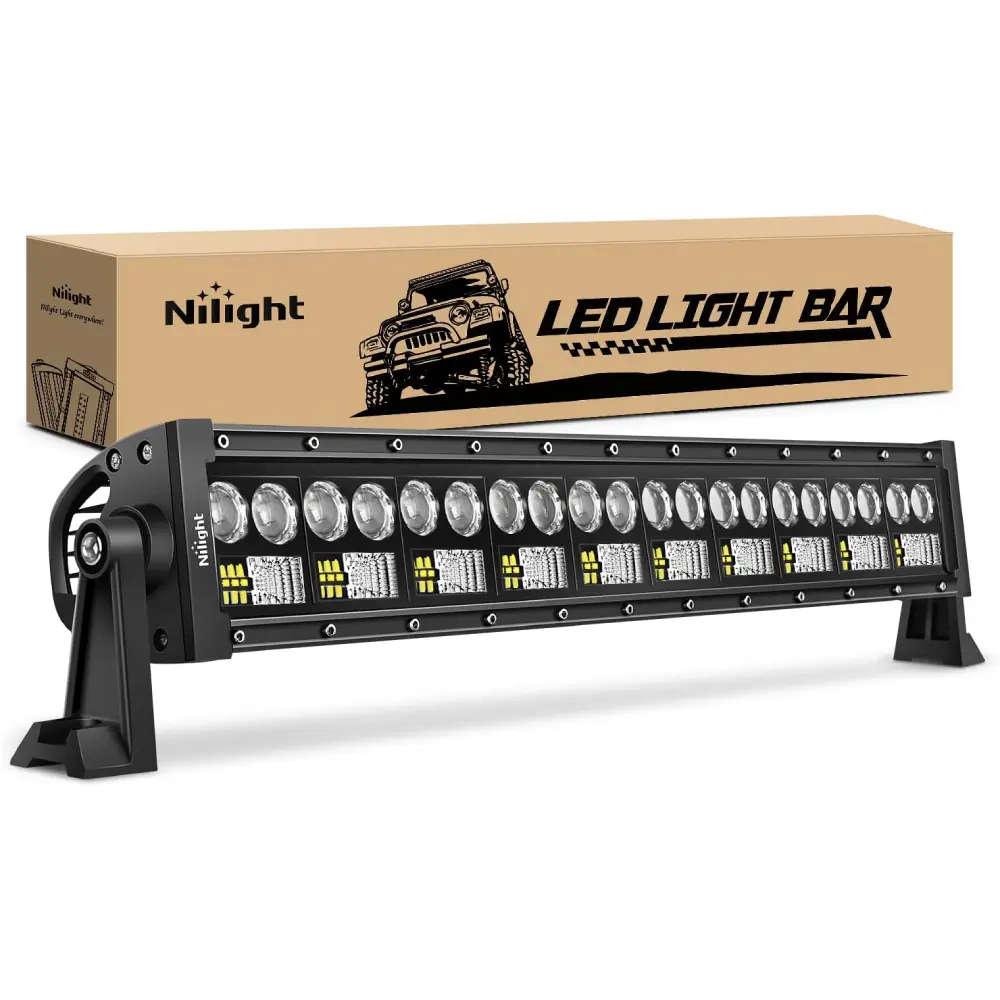 Nilight 22In 150W 7D 15000LM Double Row Flood-Spot Combo Aluminum LED Light Bar, Super Bright Car Lights with Silicone Gel Waterproofing, Adjustable Mount for Off-Road Trucks, Boats, Long Lifespan Household Use, Boat, Trucks/Suvs