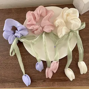 Women Girls Cute Hair Bands Korea Preppy Style Hair Ties Elegant Tulip  Scrunchie Ponytail Holder Bow Chouchou Hair Accessories