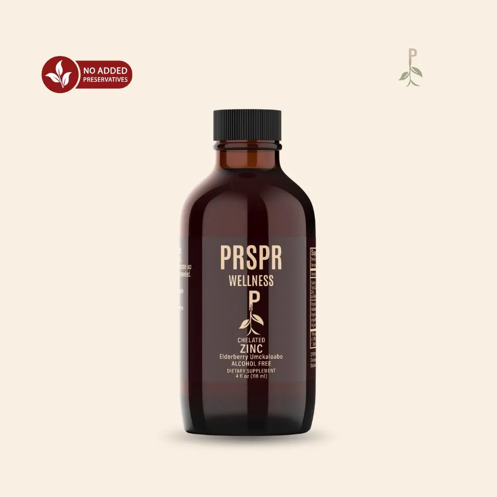 PRSPR WELLNESS Chelated Zinc & Elderberry - Fast Acting High Absorption Immune System Booster - Alcohol Free Liquid Supplement - 100ml - Healthcare
