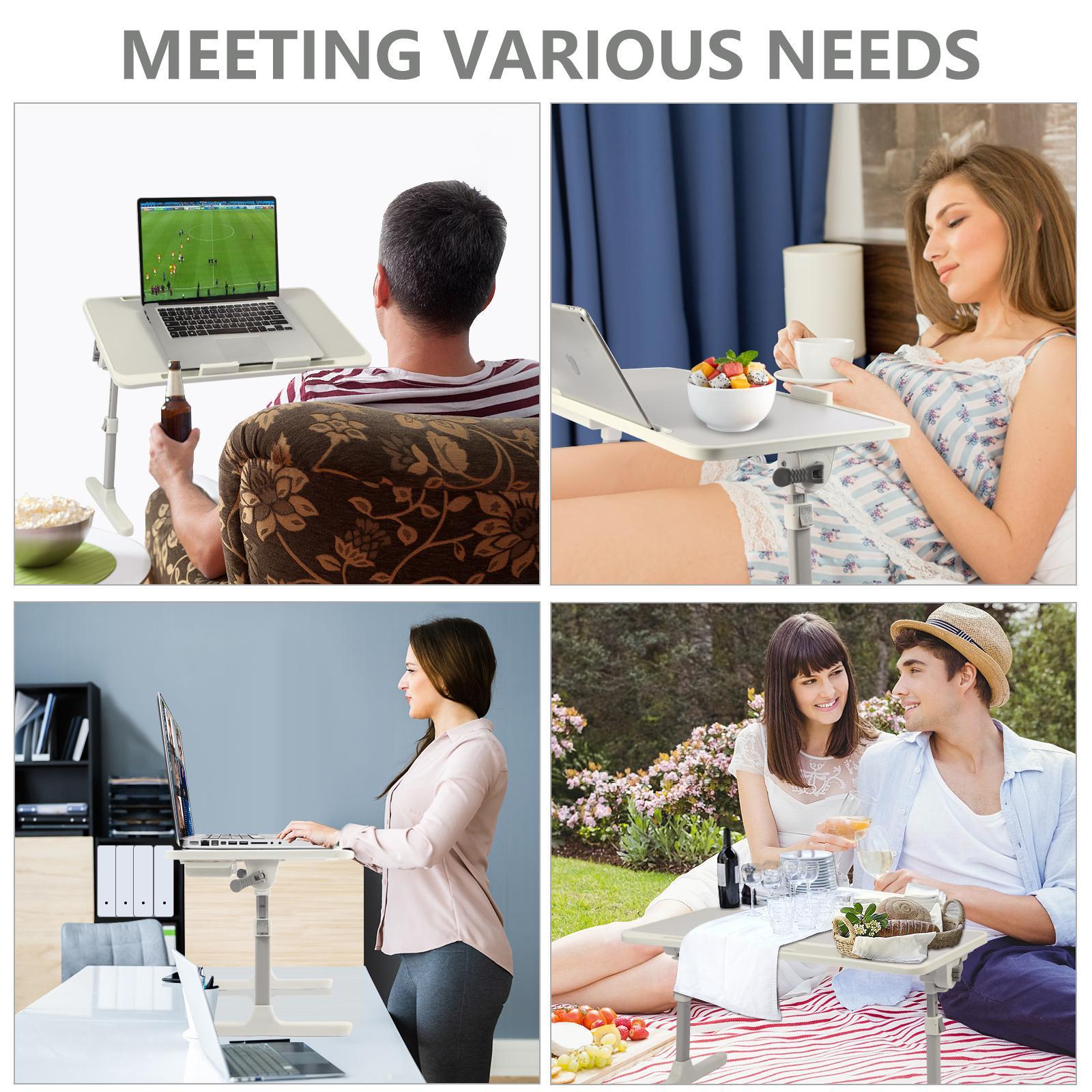 PHANCIR Foldable Laptop Lap Desk with 3 USB Ports, Adjustable Bed Tray Table, Built-in Fan and Light, Storage Drawer, for Home, Office & Outdoor Use