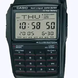 New Casio Black data bank and calculator black resin strap men's s watch DBC-32--1A