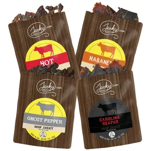 4 pc. Hot Beef Jerky Sampler Pack - Experience Hot Beef Jerky, Habanero Beef Jerky, Ghost Pepper Beef Jerky, and Extra Spicy Carolina Reaper Beef Jerky - Assorted Variety of Fuego Beef Jerky Super Spicy - Healthy Snack Food for Spicy Food Lovers - 4 oz.