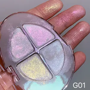 Four Color Eyeshadow Palette Mini Chameleon Fine Glitter Pearl Long-Lasting Sparkle Highlighter Fine Glitter Eye Shadow Palette Glitter Shimmer Eyeshadow Shimmering Eyeshadow Palette