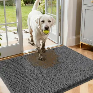 Comfydew Chenille Dog Door Mat Carpet - Absorbent, Non-Slip Indoor Homey Bath Mat, Soft Heavy Entryway Rug for Muddy-Pawed Dogs, Homey Bath Mats