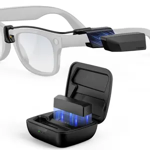 Transnovo Meta Glasses Charger, Rayban Meta Charger For Meta Wayfarer Meta Skyler, 0.7oz Lightweight & 2 Batteries Available, Fast Charger For Meta Glasses Gen1 & Gen 2