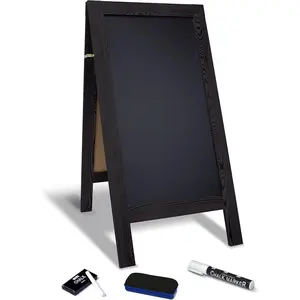 A-Frame Chalkboard Sign,  20" x 40", Standing Chalkboard Easel, with Chalk Marker + Chalk & Eraser, Sandwich Board Outdoor Sidewalk Sign,(Black)