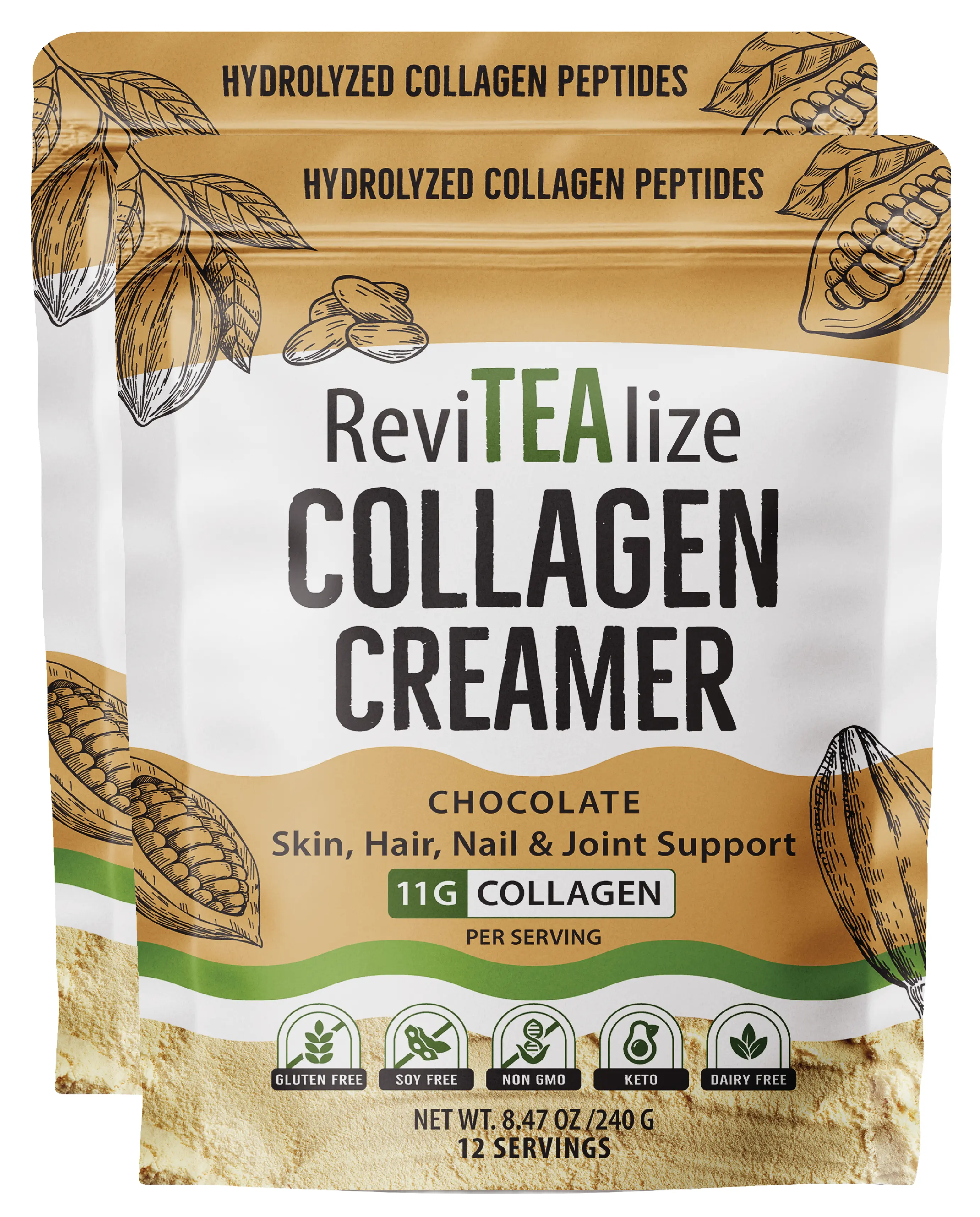 Collagen Creamer for Coffee or Tea - Chocolate - 2PACK Collagen Creamer for Coffee or Tea - Chocolate - 2PACK