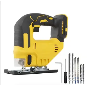 Cordless Jigsaw for DeWalt 20V Batteries, Multi-Material Cutting, 3200 RPM Variable Speed, 45° Bevel Cut, 3-Stage Orbital Modes, Integrated LED Light, Includes Complimentary Blades for Straight/Curved/Circular Cuts (Tool-Only or Kit Options)