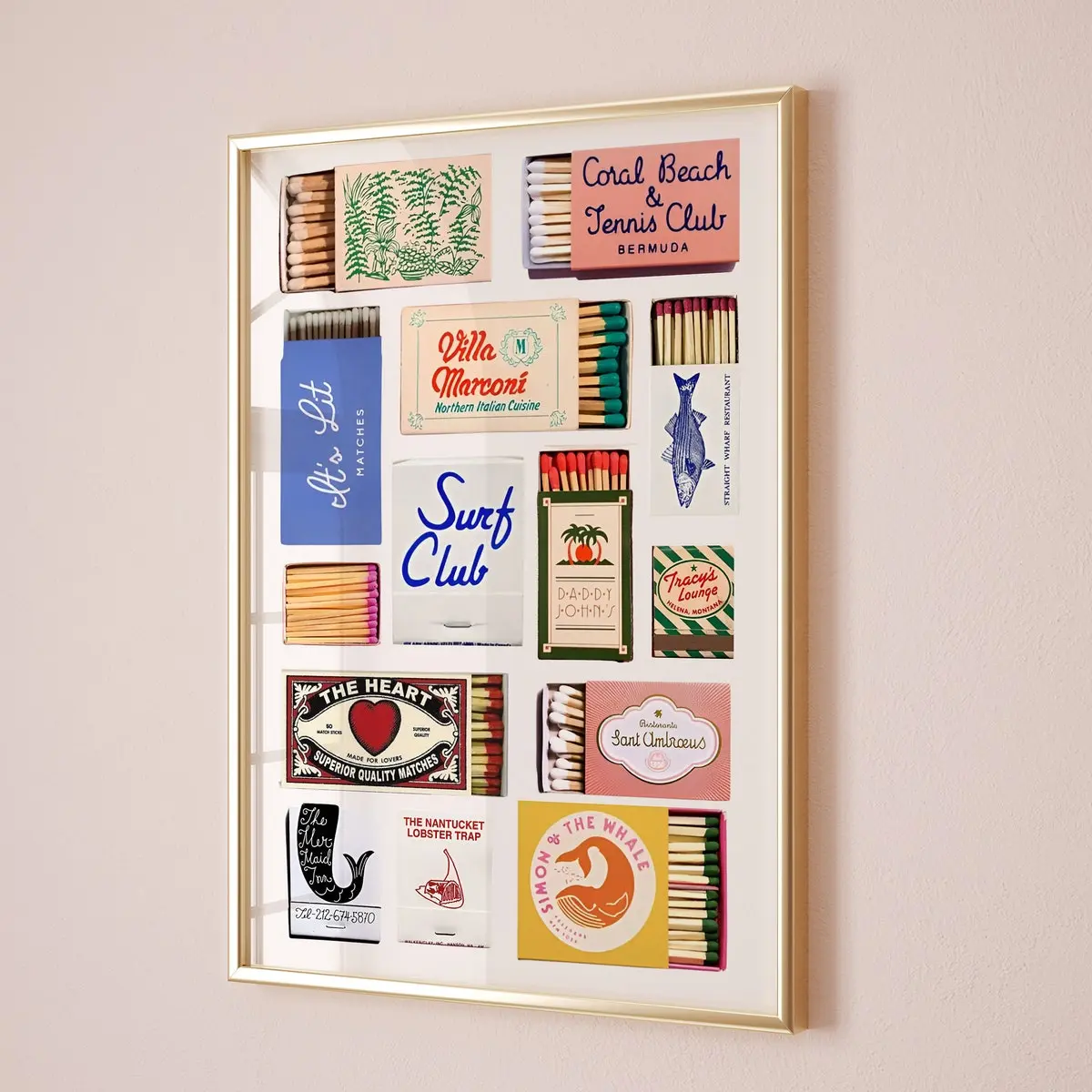 Retro Matchbook Wall Art, Trendy Matches Poster, Vintage Matchbox Print, Funky Red Aesthetic Print for Apartment, Room Decor