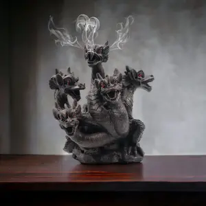 Resin Dragon Statue & Incense Cone Burner with 20 Dragon’s Blood Cones – 8.5 Inches High – Perfect for Halloween Decor