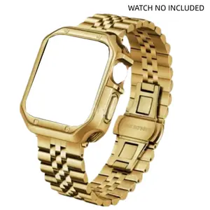KAYKWONG'S Stainless Steel Strap Band with Soft Polished Tpu Wase Case, Compatible with Apple Watch 11/10/9/8/7/SE2/SE/6/5/4 Series, Fits for Size 49/46/45/44/42/41/40/38mm, Smartwatch Strap, Smart Watch Straps, Smart Watch Accessories, Wearable Accessory