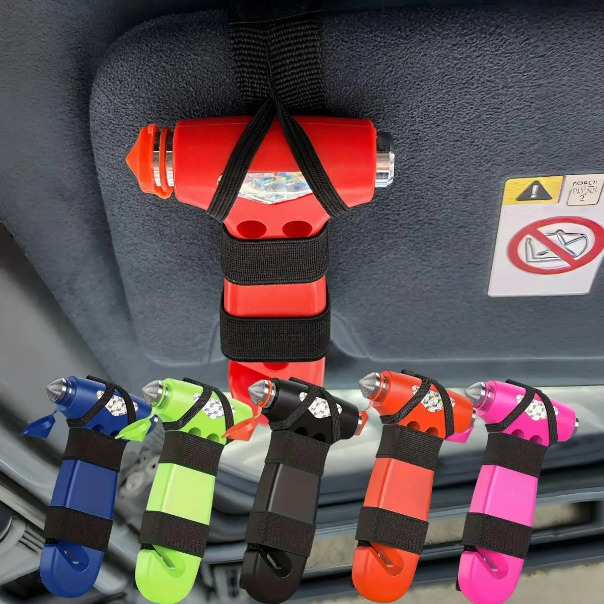 Car Safety Hammer with Strap, Emergency Escape Tool with Window Breaker & Belt Cutter, Compact and Portable Safety Hammer for Every Vehicle