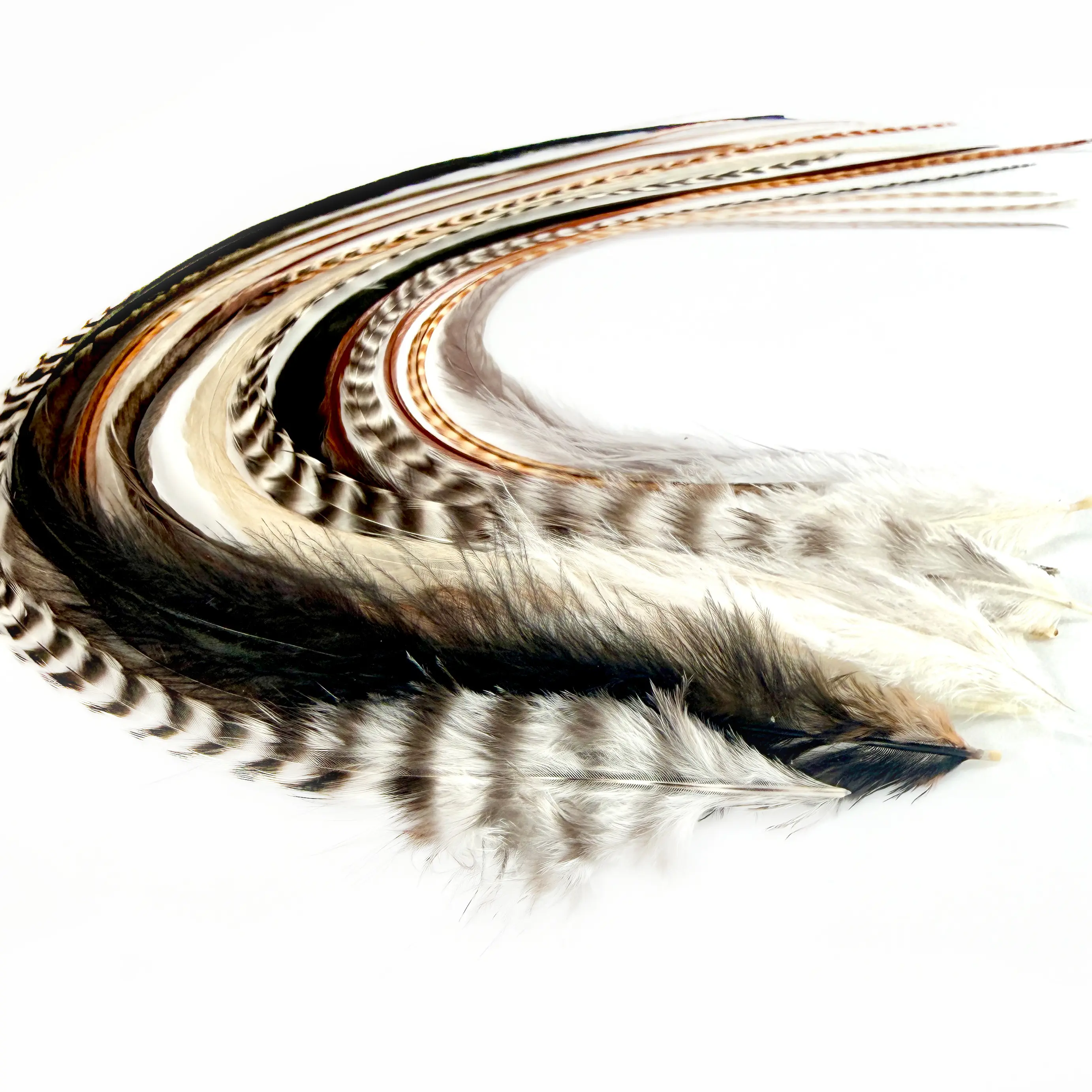 Real Natural Color Fluffy Feather Hair Extensions Clip-In DIY Kit (15 Pc) | 8”-12” length | Boho Festival + Western Cowgirl Hair | Heat Safe, No Damage, Salon Quality