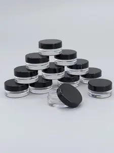 Mini Plastic Cream Jars 12Pcs 1G Black Eye Cream Bottle - Packaging Box Sample Portable Travel Bottle - Tin, Canister