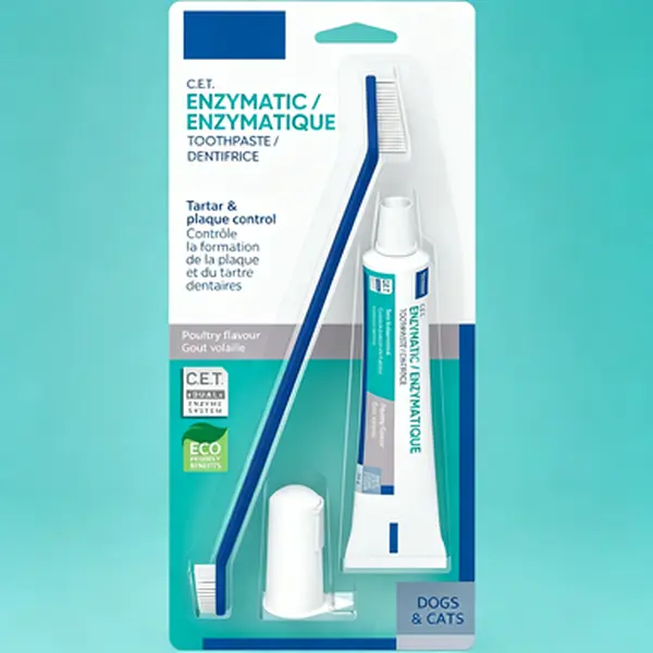 Virbac C.E.T. Oral Hygiene Kit for Dogs with Poultry Flavor Toothpaste & Brushes