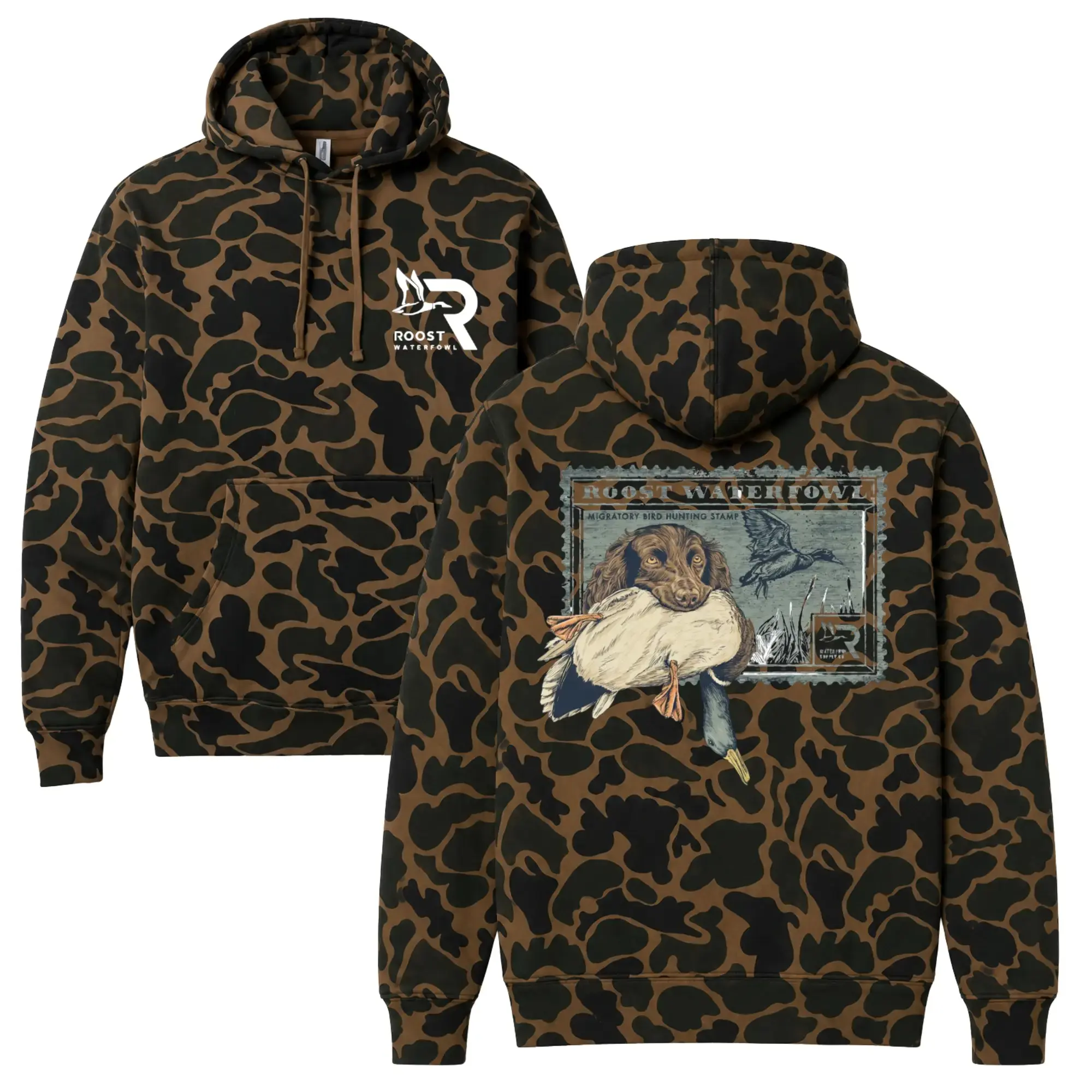 Roost Waterfowl Boykin Stamp Camo Hoodie Pullover For Men And Women, Mossy Oak Bottomland Camo Hoodie, Trendy 3D Hoodie, Hoodie 3D Camo, Style 3D Camo Hunting Unisex