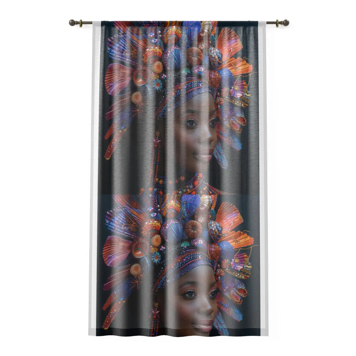[Brand] Custom Artwork Personal Modern Curtain - 50x84in (4m), Light Softener, 1-Sided Print, Adds Elegance, Somewhat Transparent, Bedroom Household Textile Accessory (Do Not Bleach)