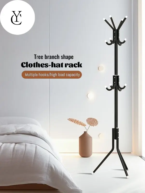 Tree-Shaped Freestanding Metal Garment Rack with 12 Hooks - Home Accessory for Entryway Coat, Hat, Scarf, Bag Storage, Space-Saving Easy-to-Assemble Tree-Shaped for Entry Style Stand, Coats Off At Entry