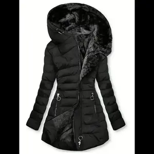 chicago  coat  winter Women's Winter Windproof Fur Warm Slim Fit Down Jacket Waterproof Long Ski Coat for Commuting Polyester Outerwear