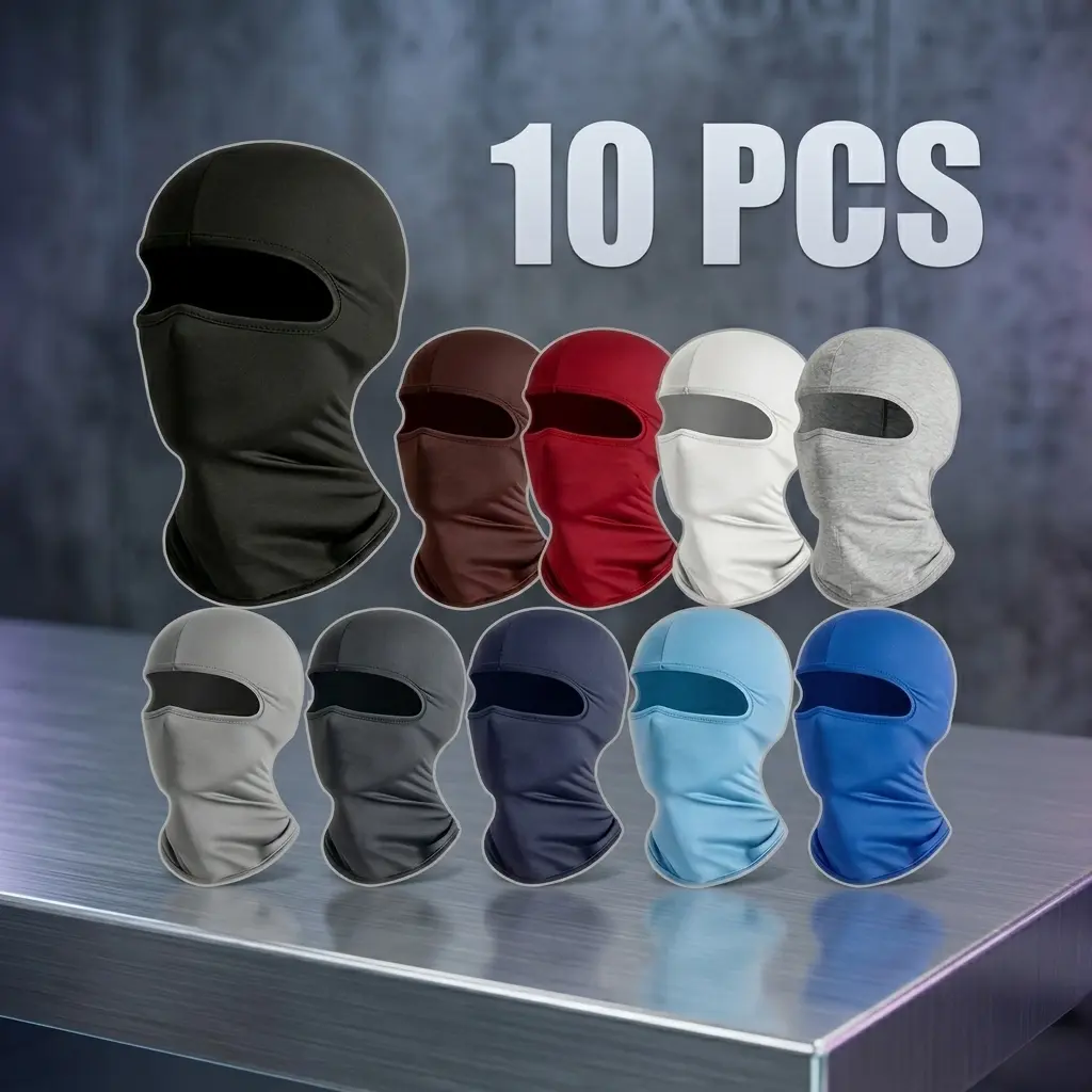 10-Pack Unisex Balaclava Gaiter Mask, UPF 50+ UV Protection Cooling Breathable Fabric Sweat-Wicking Hard Hat Liner, Protective Gear for Construction, Mining, Work Accessories with Dust Filtration, Unisex Universal Fit