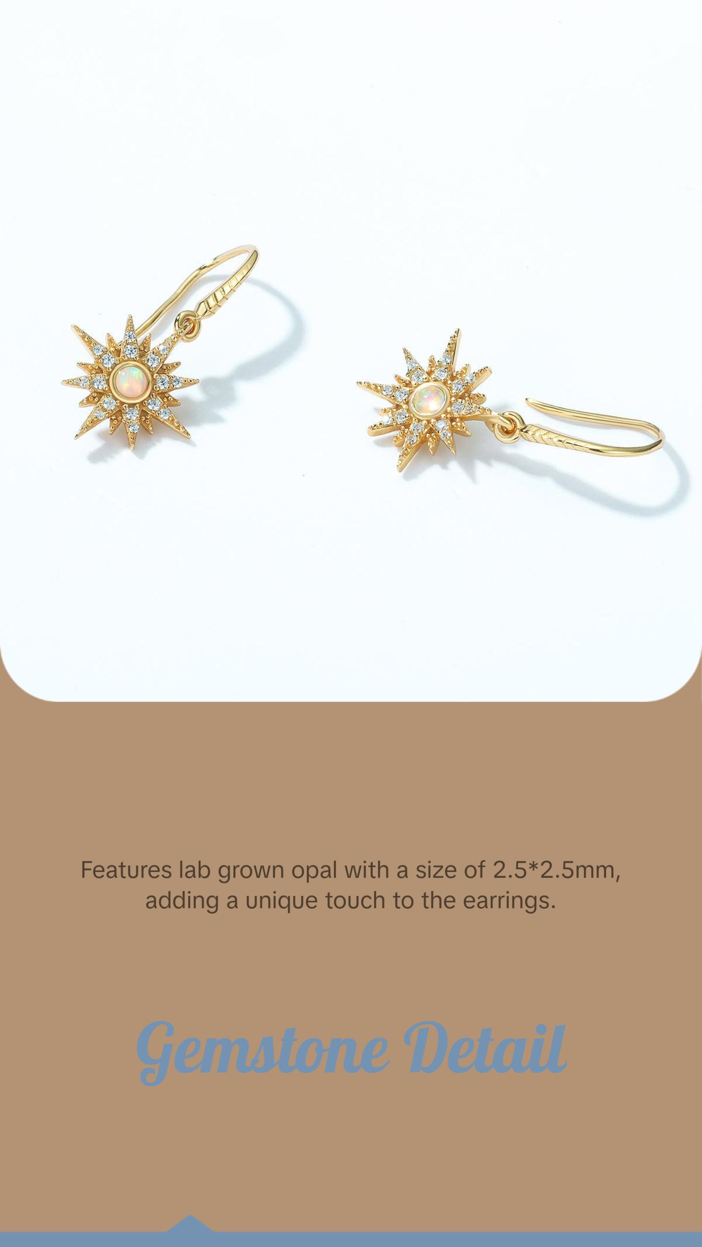 Opal Starburst Hook Earrings