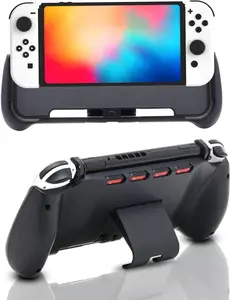 Switch OLED Grip, Switch OLED Accessories Grip with Game Storage and Kickstand, Hand Grip Compatible with Nintendo Switch and Switch OLED