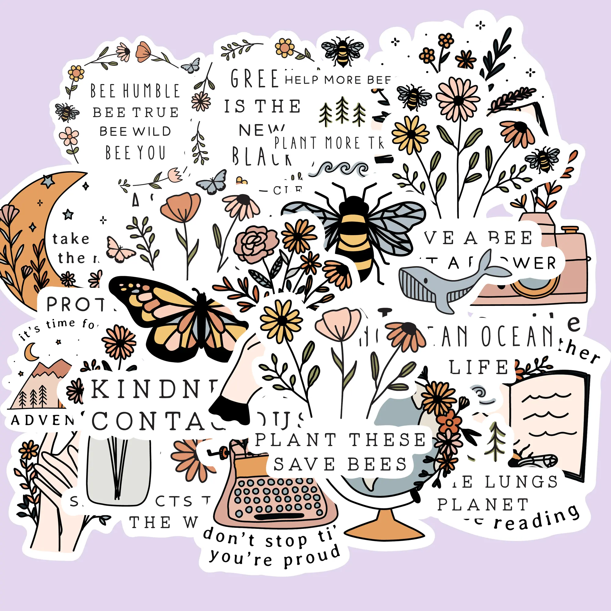 20 pieces Protect the Environment sticker, quote sticker, positive sticker, EcoExpressions Sticker Collection, GreenGuard Quotes Pack, waterproof vinyl sticker