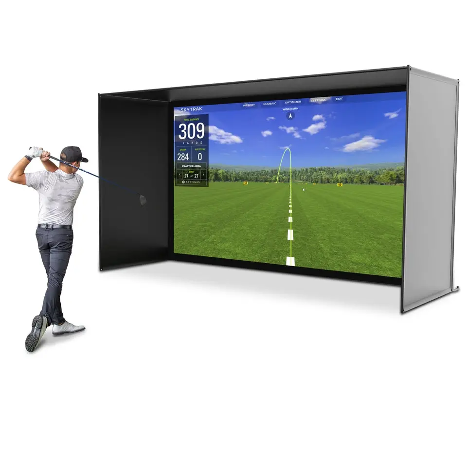 GoSports 14 x 8 ft Golf Simulator Enclosure Net - Complete Set with Frame and HD Impact Screen Kit, Golf Practice Equipment