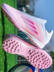 Pink Laceless F50 Soccer Shoes for Women Men Youth Ultra Comfort Lightweight TF Turf Football Cleats Breathable Non-Slip Indoor Outdoor Training Casual Athletic Football Boots, Sports Shoes