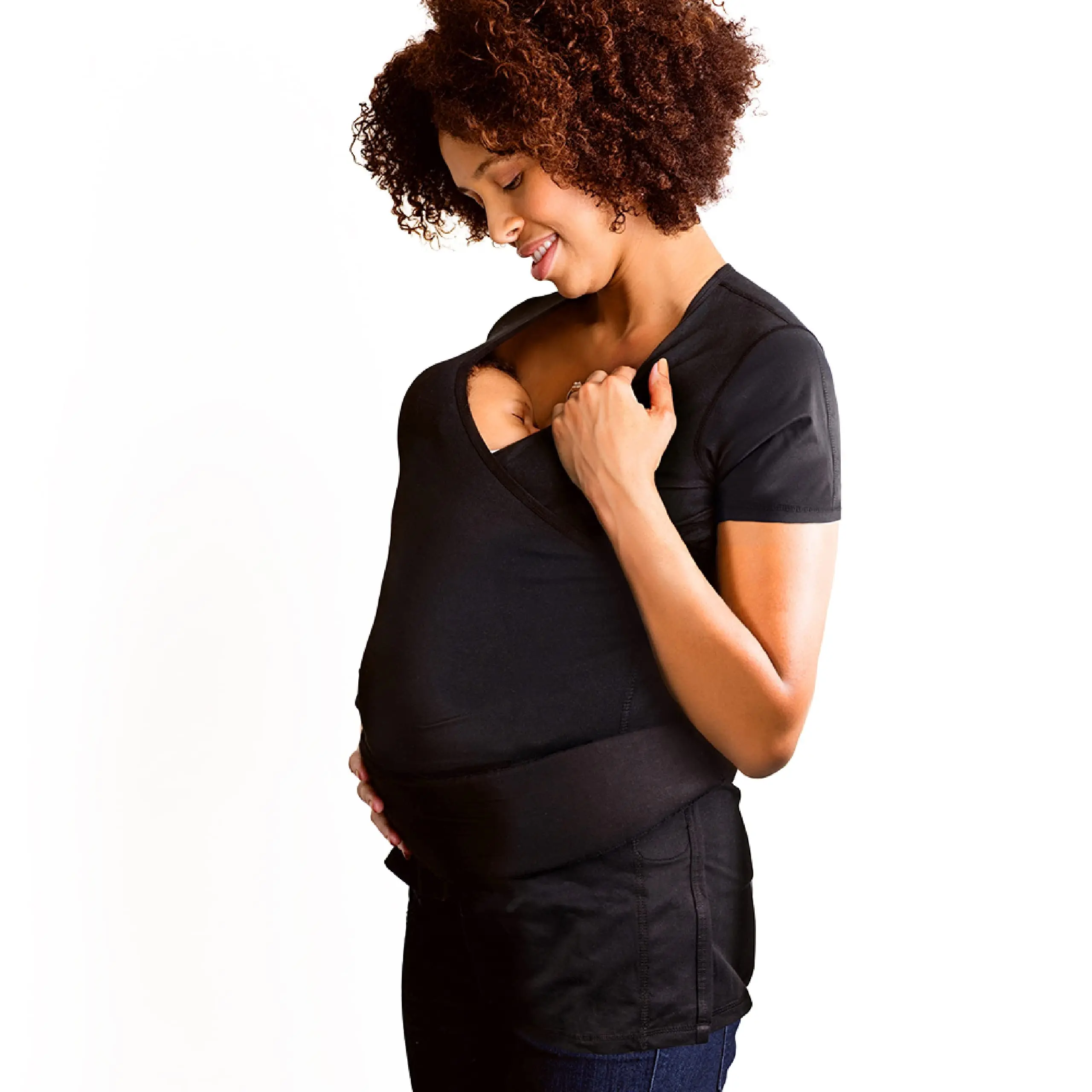 BrownMed NuRoo Pocket Newborn Wrap Carrier - Unisex Half-Sleeve Waist Plain Ergonomic Baby Carrier, Breathable Full-Coverage Soft Fabric Maternity Nursing Clothes for Postpartum Hands-Free Skin-to-Skin Contact