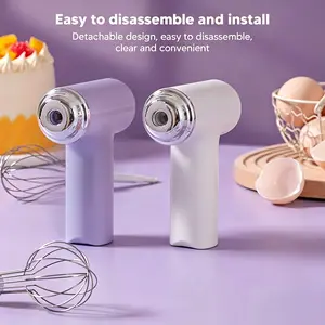 1pc Handheld Electric Mixer, USB Rechargeable, Cordless, Egg Beater, Suitable for Baking and Cooking, Durable Design,Portable for Cream, Pastry, and Yolk Mixing, Baking Cakes, Muffins, Ergonomic Handle,  Ideal for Home Bakers & Professionals
