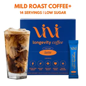Vivi Longevity Coffee+ | MILD ROAST 100% ARABICA COFFEE | LOW SUGAR | All Day Energy, Improved Clarity, Sharpened Focus, Cellular Health, Skin & Hair Support - Third-Party Tested, 14 Servings, Perfect for Travel