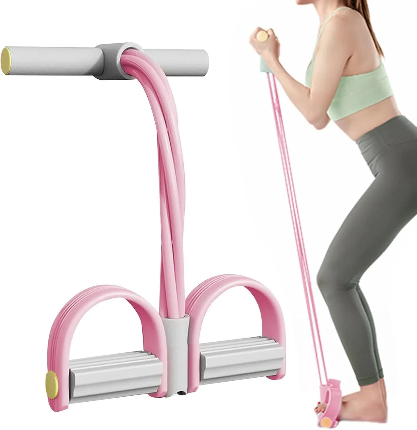 Natural Latex Multifunction Tension Rope Fitness Equipment, 6-Tube Elastic Yoga Pedal Puller Fitness Resistance Band for Abdomen, Waist, Arm and Leg Stretching Slimming Workout