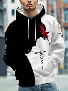 3D Christ Hoodie – Men's Jesus Graphic Fleece Pullover Sweatshirt
