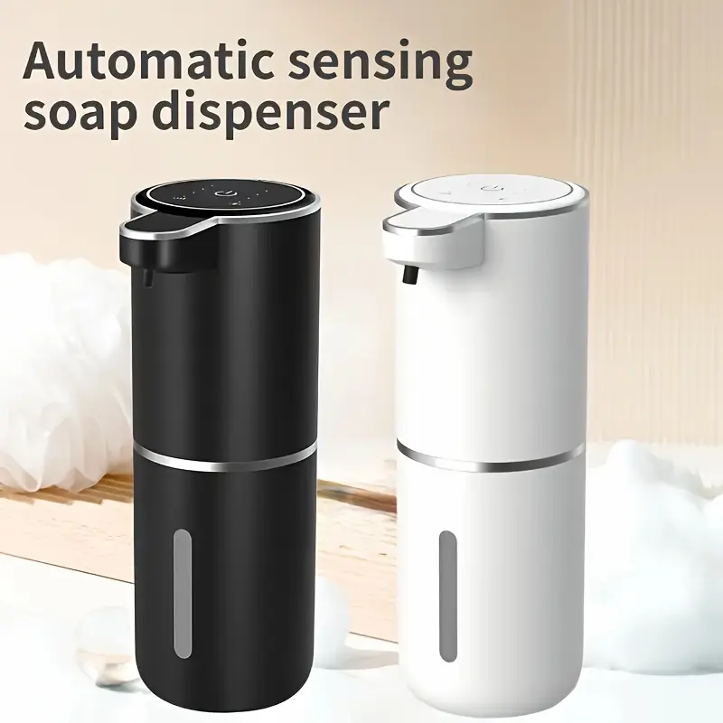 Nickel Black Smart Sensor Soap Dispenser, Automatic No-Touch Liquid Release, 13.53oz Capacity, 4-Level Adjustable Flow Rate, Electric Power Display, Replaceable Fluid, USB Quick Charging, Wall Mountable (Home & Bathroom Supplies)