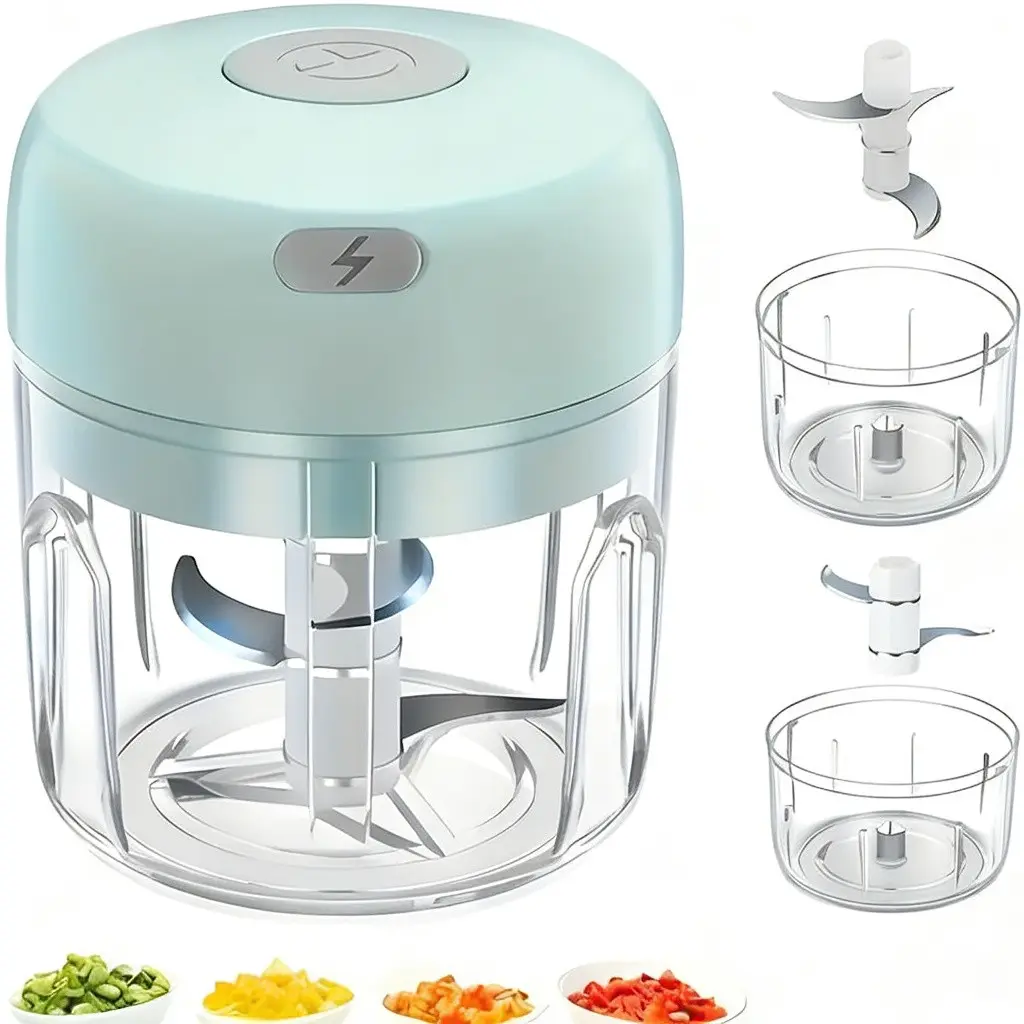 3.38oz/8.45oz Mini Kitchen Garlic Press Chopper Electric Garlic Chopper Vegetable Food Chopper Meat Grinder, USB Rechargeable Masher, Food Processor, Kitchen Choppers, Household Kitchen Appliances