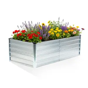 Galvanized Raised Garden Bed Outdoor, 6x3x2ft Planter Box Outdoor for Deep-Rooted Herbs/Flowers/Vegetables, Large Metal Garden Bed for Patio, Balcony and Backyard