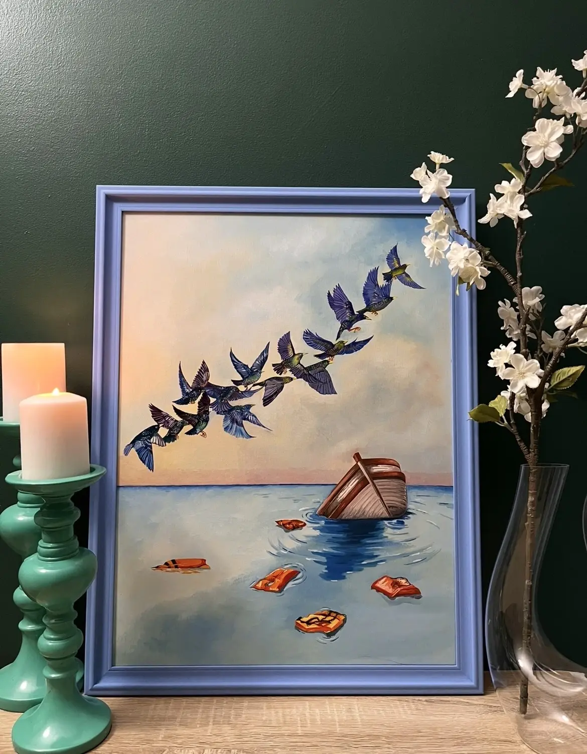 18x24 in Original Oil on Canvas Refugee Wall Art - Home Decor Painting for Wedding, Father's Day, Thanksgiving, Black Friday, Valentine's Day, Childrens Day