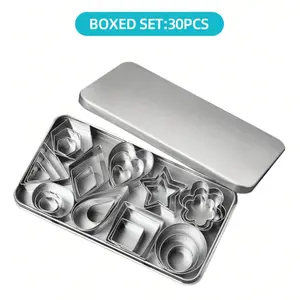 30-Piece Stainless Steel Cookie Cutter Set, Various Shapes, Durable and Reusable, Ideal for DIY Baking Decorations, Perfect for Home Bakers