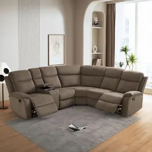 Recliner Sectional Sofa, L-Shaped Couch with 2 Recliner Seats, Manual Reclining Sectional Couch for Living Room/Apartment/Airbnb/Home Theater/Office