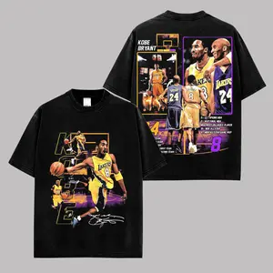 [  Sale Up To 50%] Vintage Black Mamba 8 24 Legend Basketball Graphic Tee, Retro LA Gold Purple Championship Washed Cotton T-Shirt, Hardwood Icon Oversized Streetwear Shirt, Unisex Fan Gift Tee