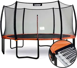 LEJUMP Springless Trampoline Outdoor for kids and adults 14ft patented Trampoline fitness and Outdoor Games  Recreational Big Trampoline with Enclosure Net