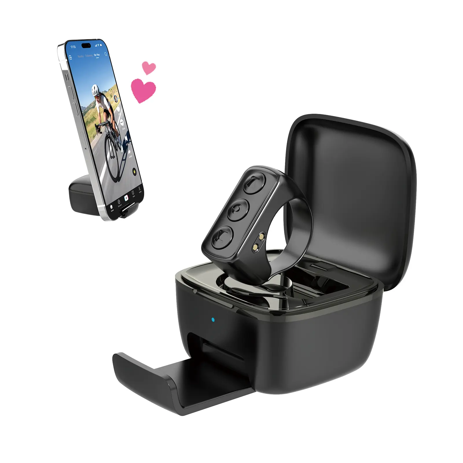 Xring Folding Scrolling Smart Ring - Bluetooth Remote, Mobile Holder, Camera Selfie/Video Control, Music Adjustment for iPhone, iPad, Android - Pink Christmas Gift Phone & Electronics Accessory, Accessories