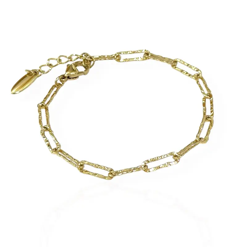 Paper clip brazalete Gold Plated 14 k 7 inches plus extended